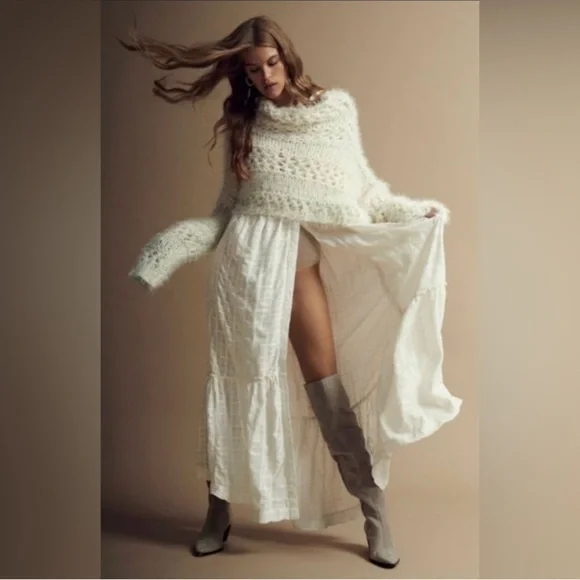 FREE PEOPLE maxi tired white Edie dress button down sz small - Picture 12 of 16